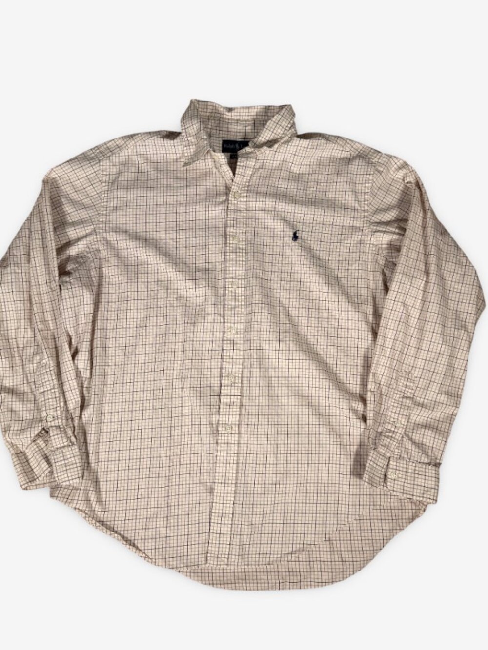 Vintage Polo Ralph Lauren Beige Checkered Button-Up Shirt